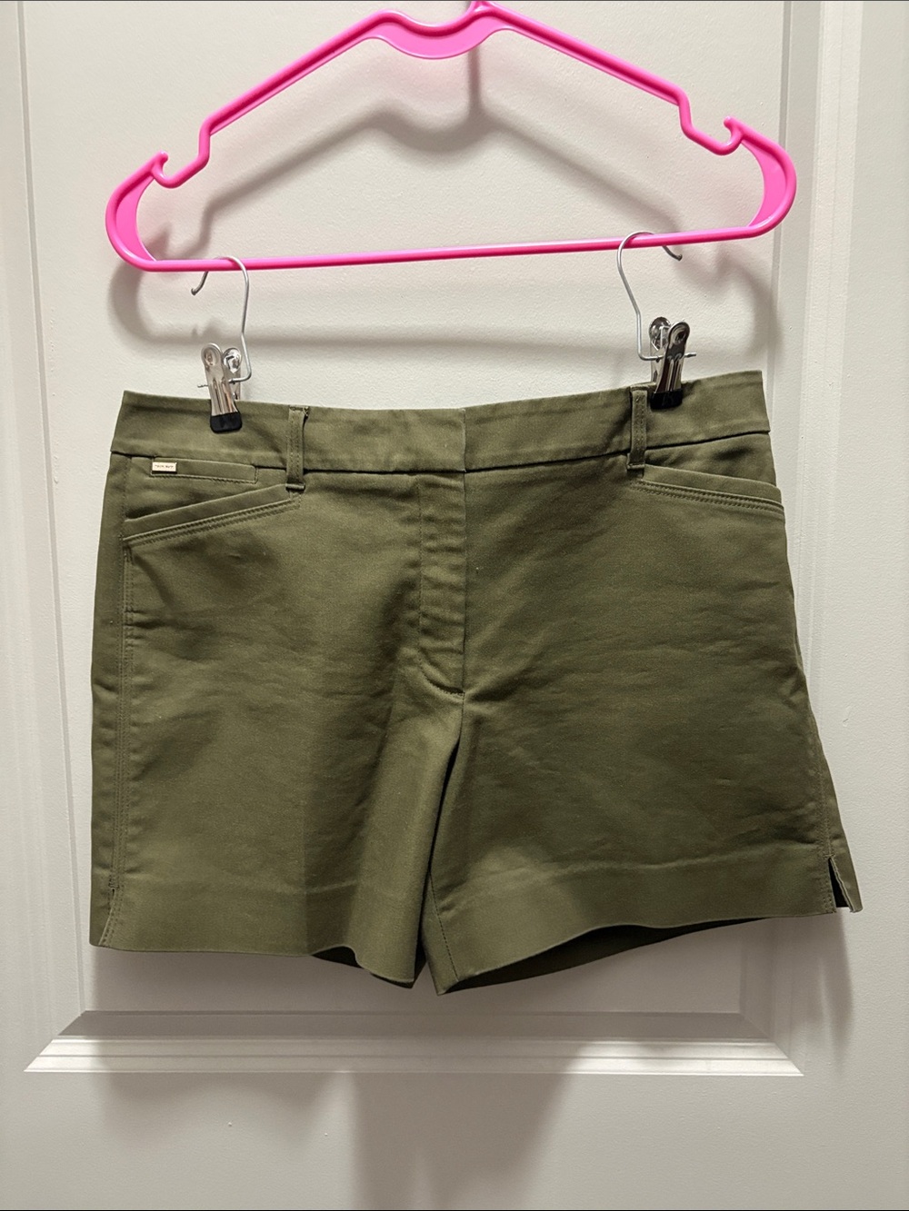 White House Black Market Olive Tailored Mid-Rise Shorts